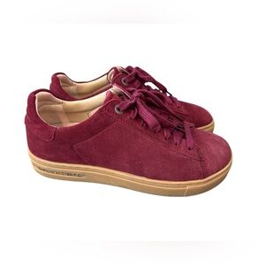 Birkenstock Bend Maroon Leather & Suede Sneakers Size 36